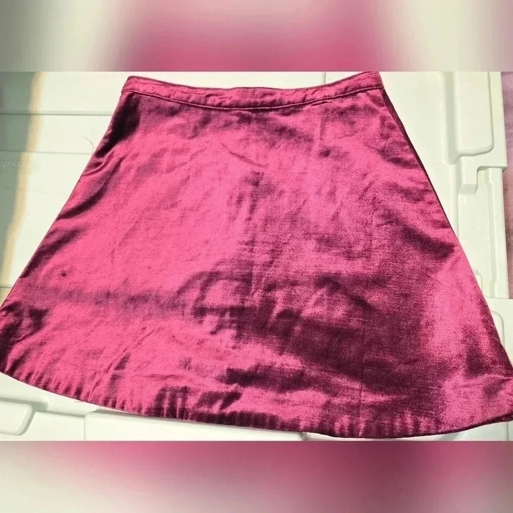 Free People One and Only Fit and Flare Velvet Maroon Zip Mini Skirt Size 2 or XS - Picture 8 of 11